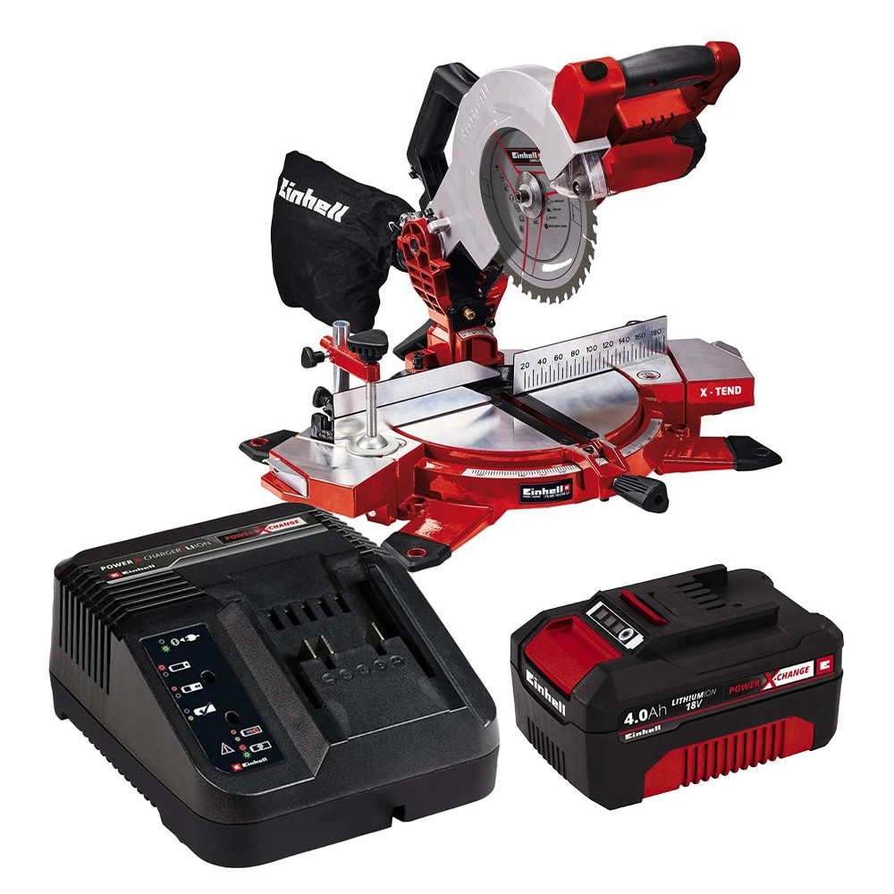 Einhell TE-MS 18/210 Li-Solo 18V 210mm Mitre Saw, 1x 4.0Ah Battery & Charger