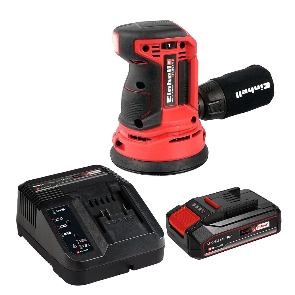 Einhell TE-RS 18 Li-Solo 18V 125mm Rotating Sander, 1x 2.5Ah Battery & Charger