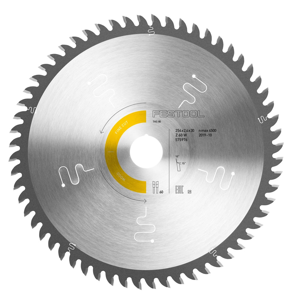 Festool 575976 254mm x 30mm 60T Table Saw Blade WOOD FINE CUT