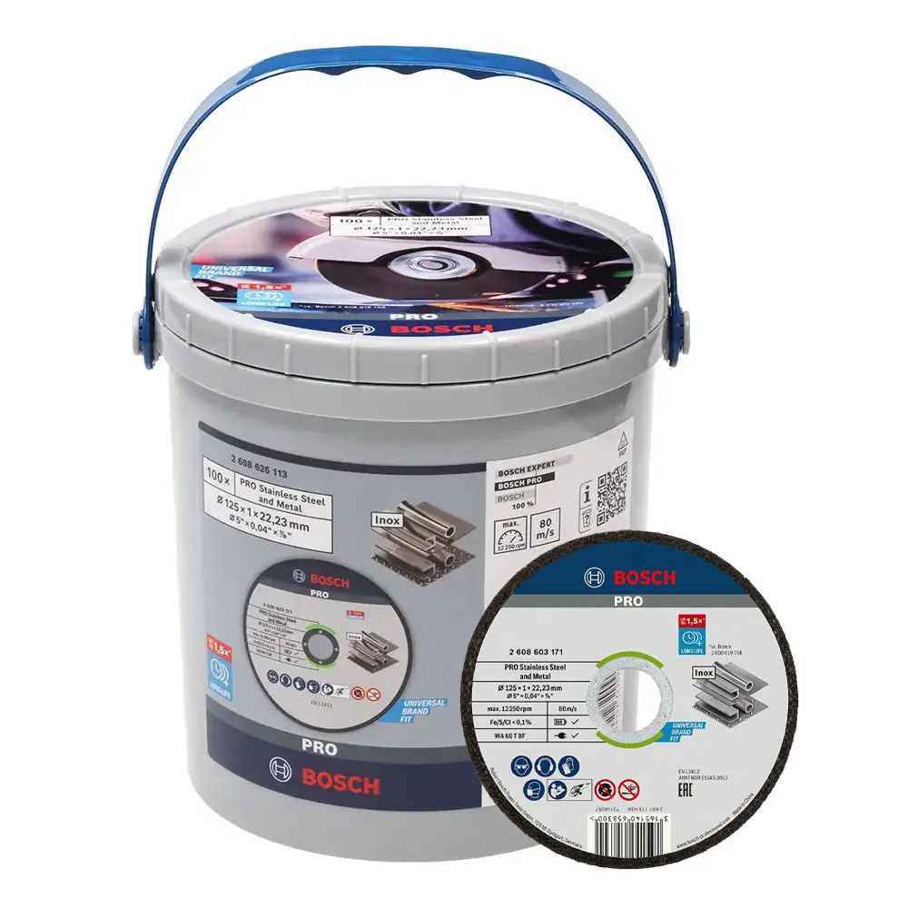 Bosch PRO 125mm x 22.23mm Stainless Steel and Metal Bonded Cutting Disc - Pack of 100