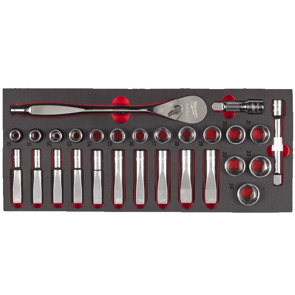 Milwaukee 28 Piece 1/2'' Ratchet & Socket Set Foam Insert