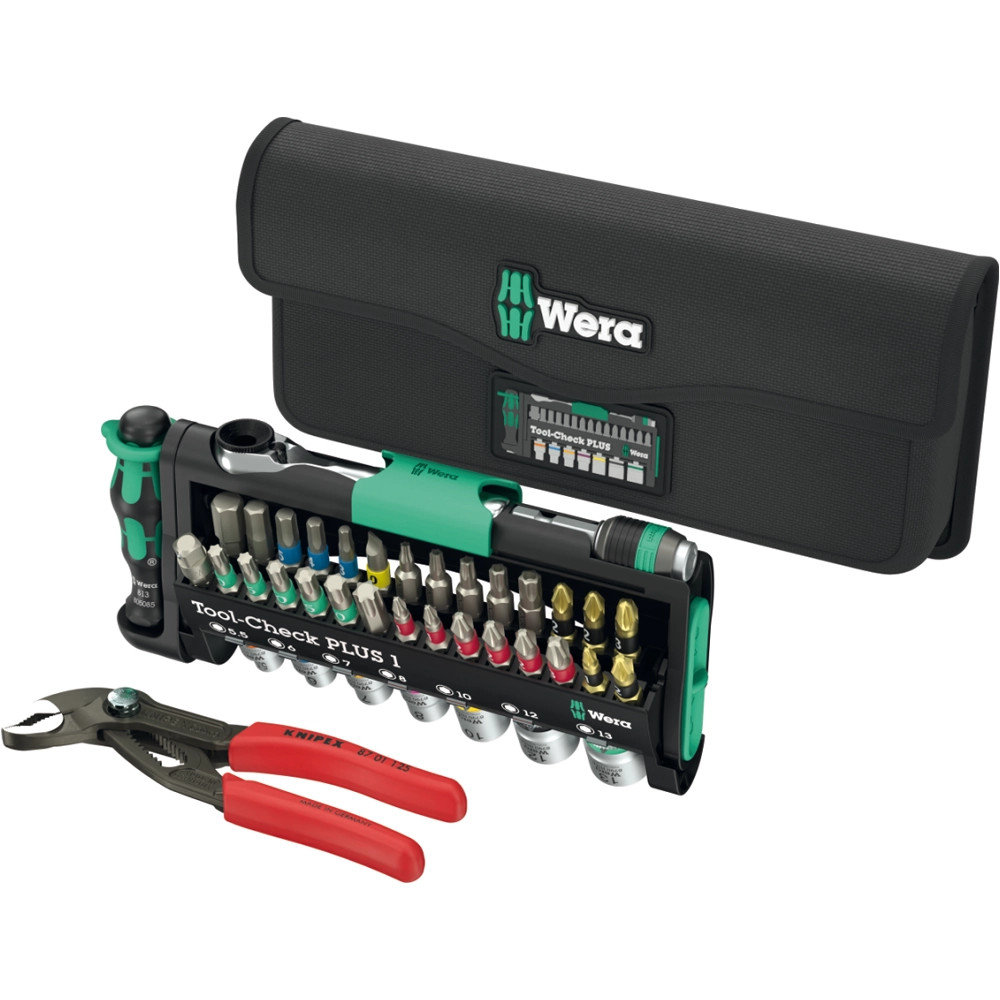 Wera 40 Piece Tool-Check Combi 1 Screwdriver Bit Set & Socket Set with Handle