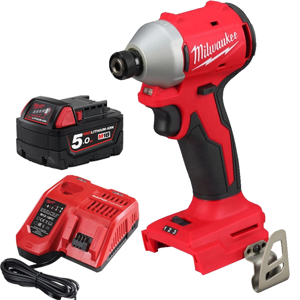 Milwaukee M18 BLIDR-0 18V Brushless 1/4" Impact Driver, 1x 5.0Ah Battery & Charger