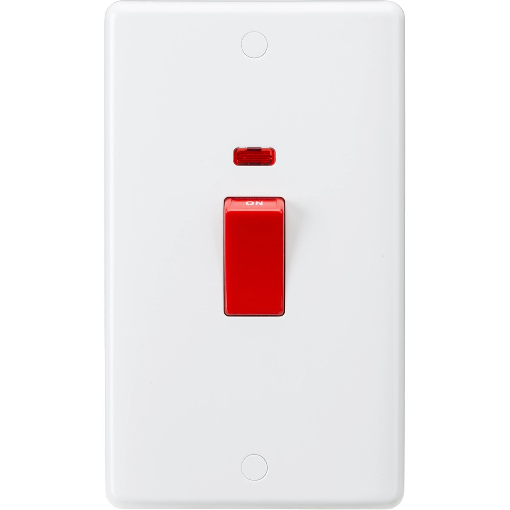 Knightsbridge CU8332N 45A DP Switch with Neon (2G Size) - Red Rocker