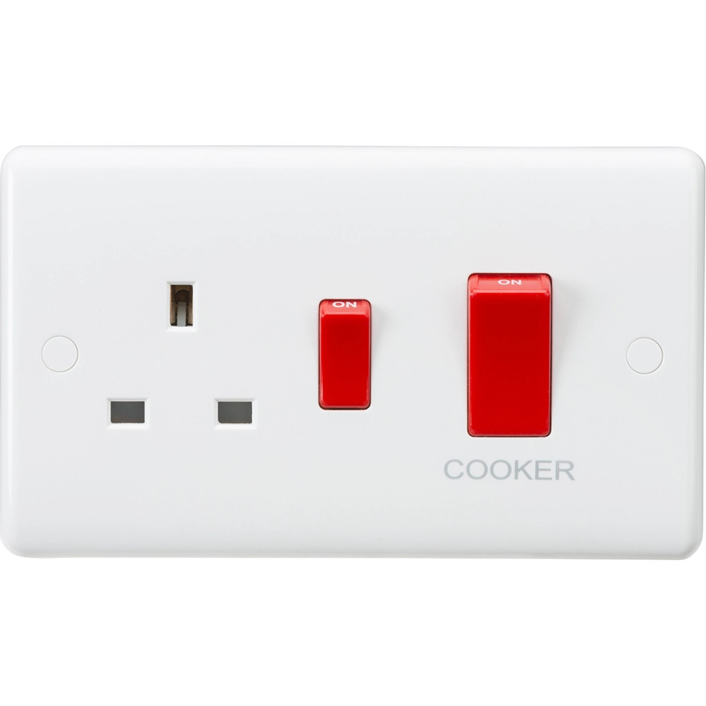Knightsbridge CU8333 45A DP Switch & 13A Socket - Red Rocker