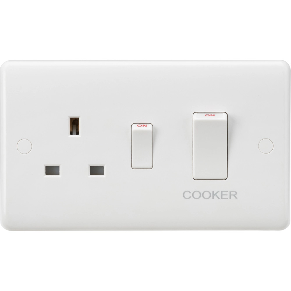 Knightsbridge CU8333W 45A DP Switch & 13A Socket - White Rocker