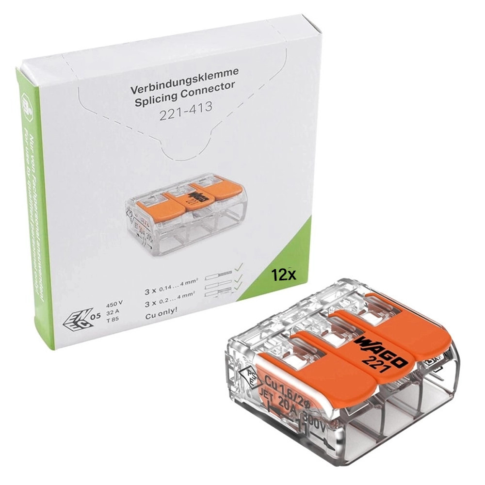Wago 3Way Lever Connectors - Pack of 12