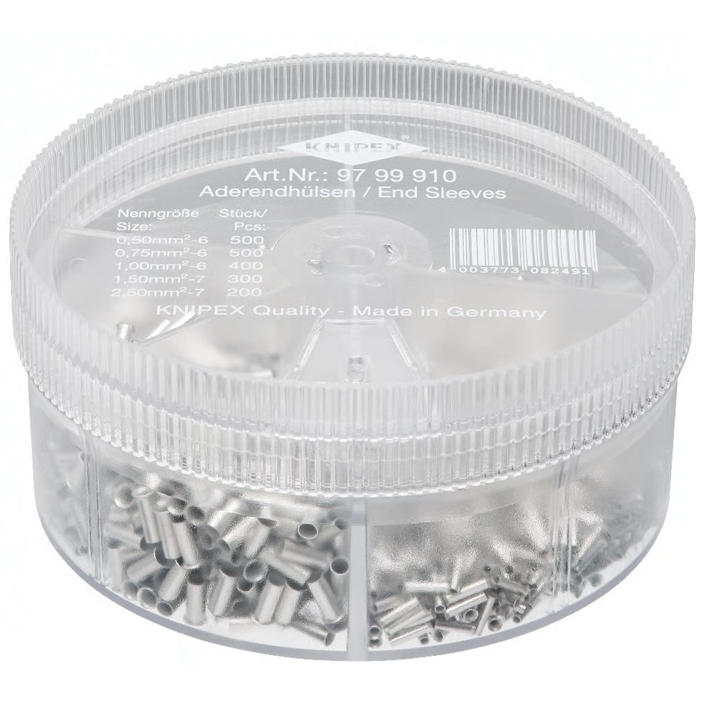 Knipex 97 99 910 Assortment Boxes with 1900 Non-Insulated Wire Ferrules