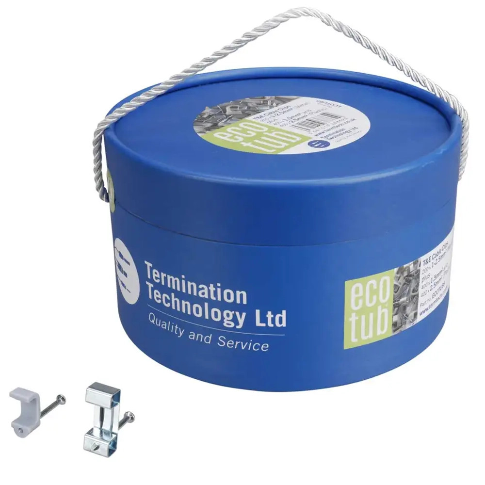 Termination Technology ECOTUB5 Plastic/Metal Twin & Earth Cable Clips - Pack of 1000