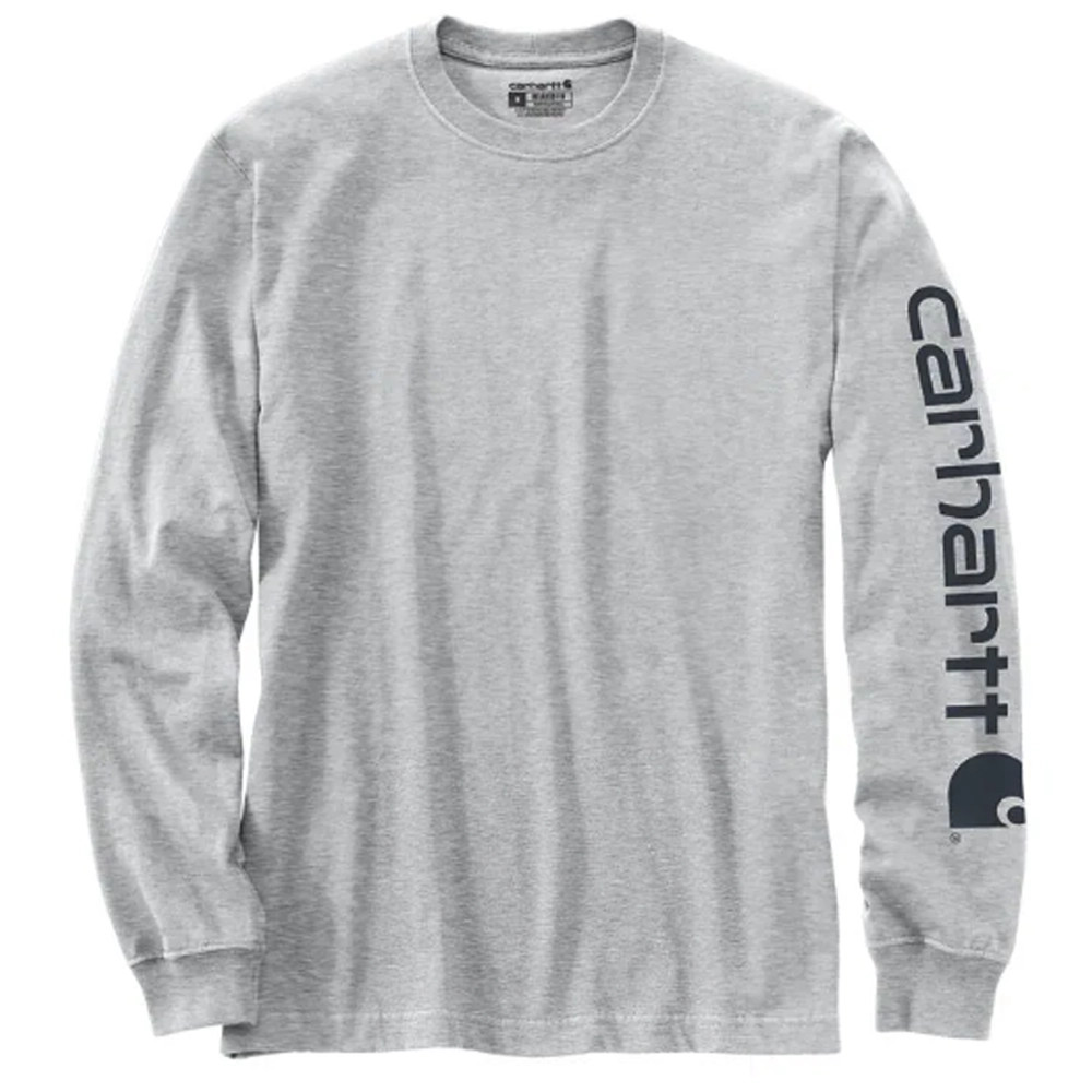 Carhartt Relaxed Fit Graphic Logo Long Sleeved T-Shirt - Heather Grey