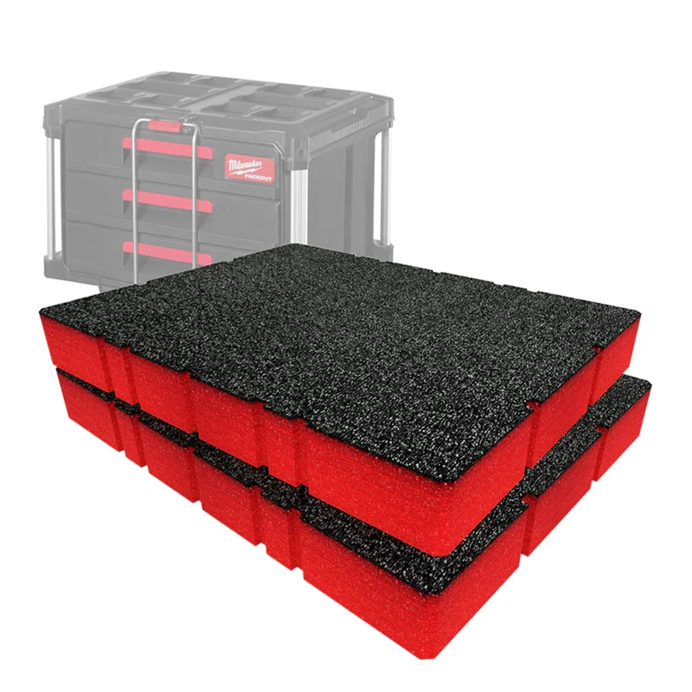 Shadow Foam RED 50mm Inserts for Milwaukee PACKOUT Drawers - Pack of 2