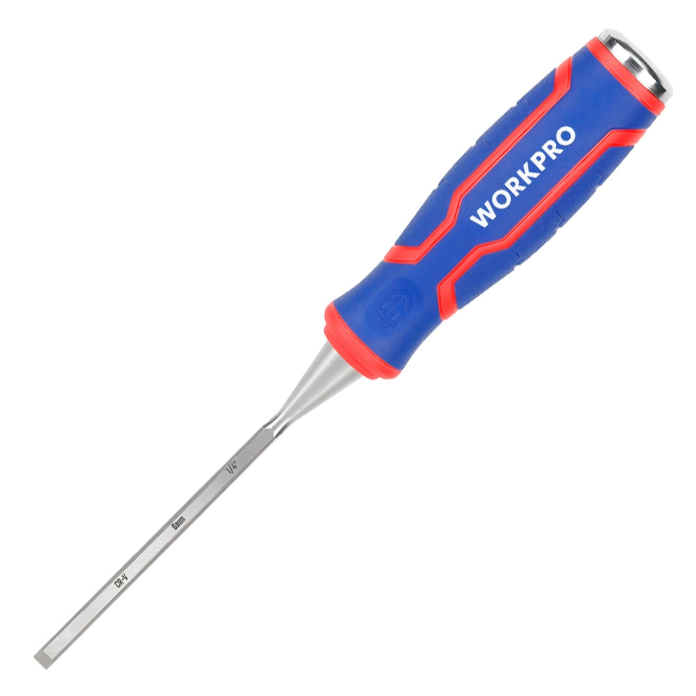 WORKPRO 2 Piece 1/4'' Wood Chisel With 20oz Fibreglass Hammer