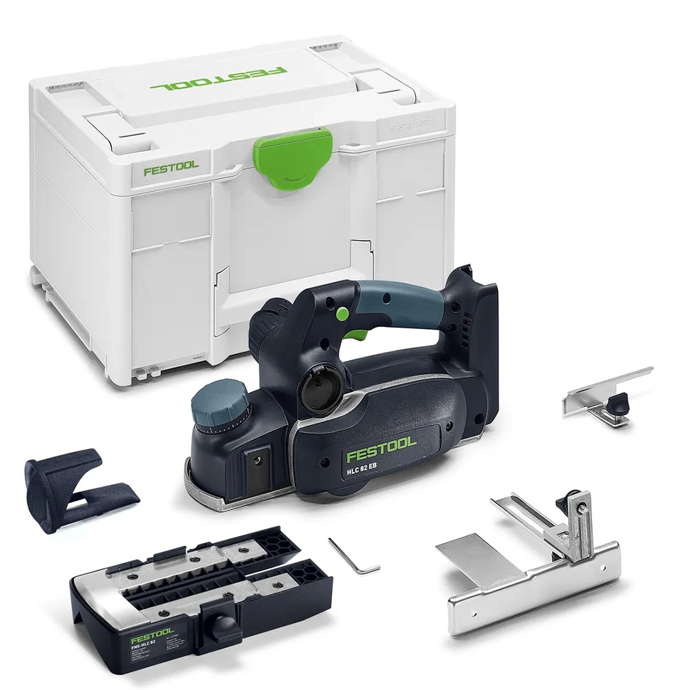 Festool HLC 82 EB-Basic-Set 18V Brushless 82mm Planer - Body, Side Fence, Chamfer Adaptor & Case