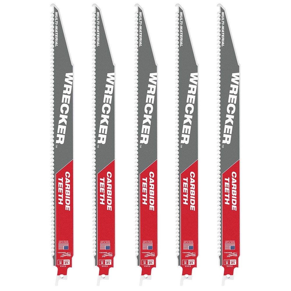 Milwaukee 300mm 6TPI Sawzall Heavy Duty WRECKER Demolition Blades - Pack of 5