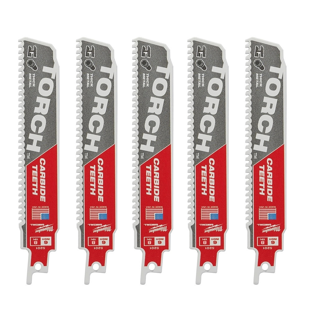 Milwaukee 150mm 10TPI SAWZALL Heavy Duty TORCH Reciprocating Saw Blades - Pack of 5