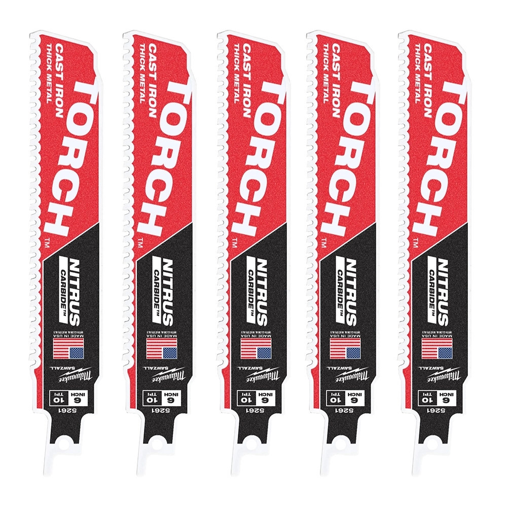 Milwaukee 150mm 8TPI SAWZALL Heavy Duty TORCH NITRUS Reciprocating Saw Blades - Pack of 5