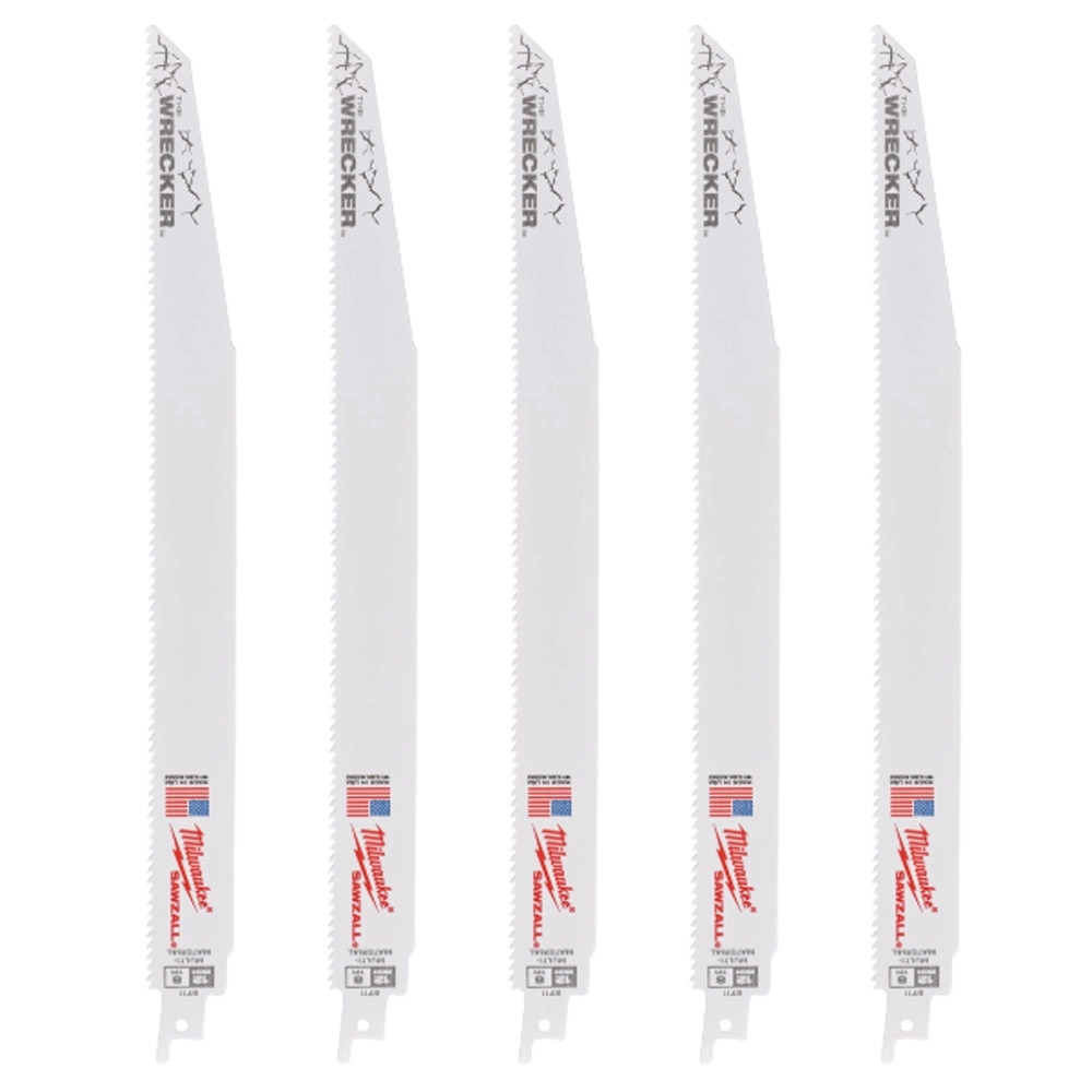 Milwaukee 300mm 7/11TPI Heavy Duty WRECKER Reciprocating Saw Blades - Pack of 5