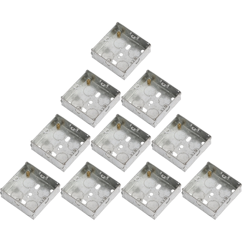 Knightsbridge 1G 25mm Galvanised Steel Box CU2000 10AX 1G 2-way Switch Set - Pack of 10