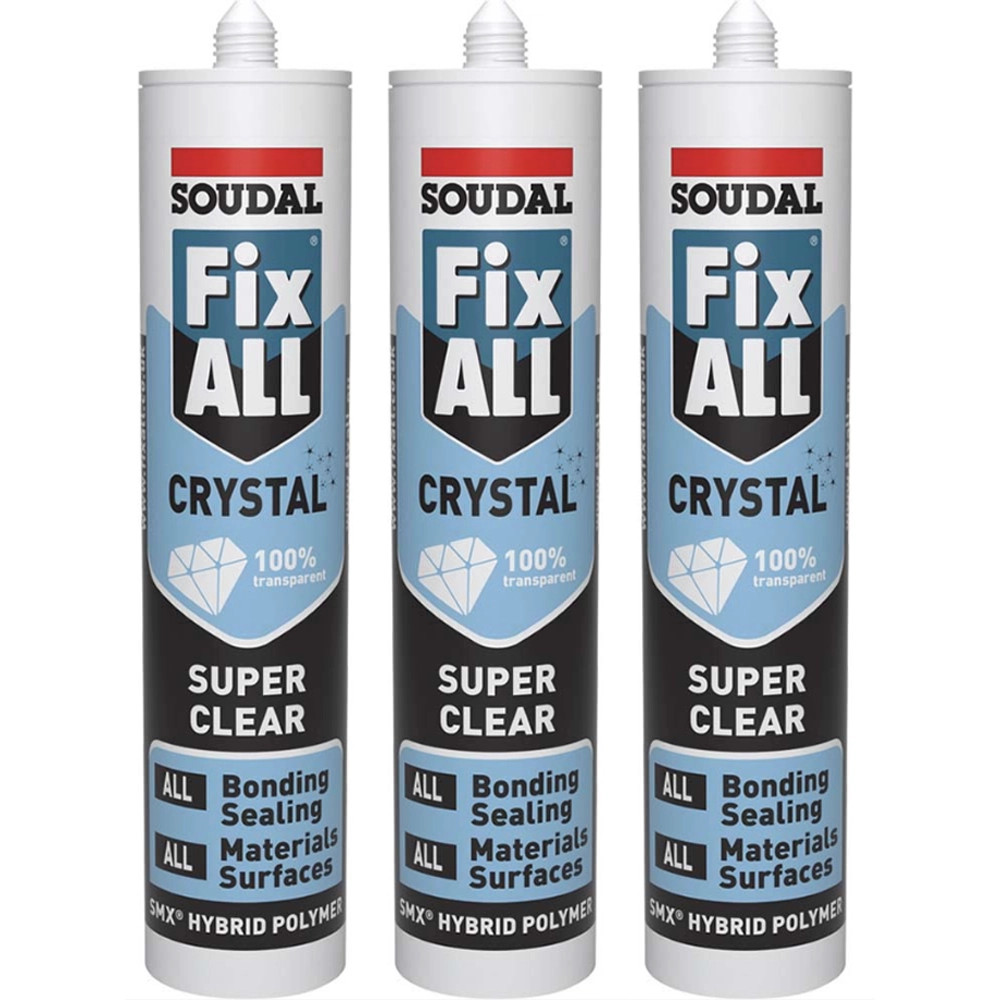 Soudal Fix ALL Crystal Clear Sealant Adhesive (290ml) - Pack of 3