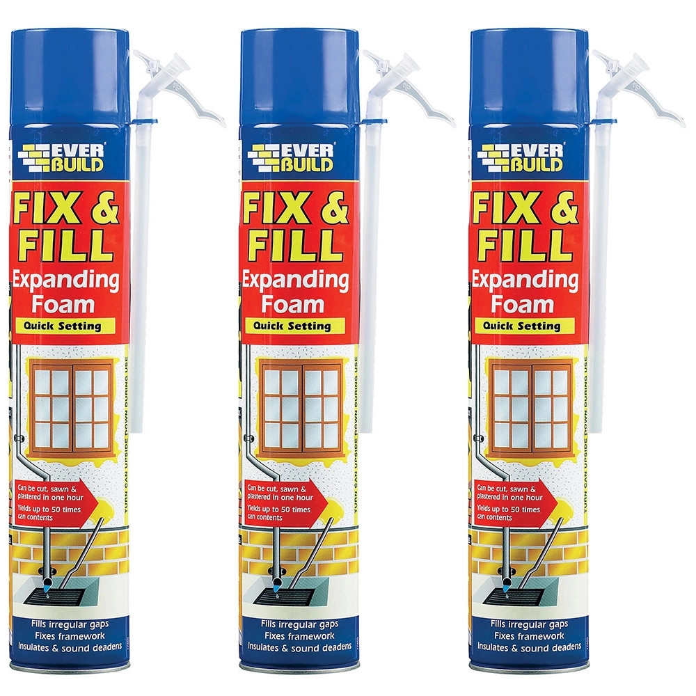 Everbuild Fix & Fill Expanding Foam, 750ml - Pack of 3