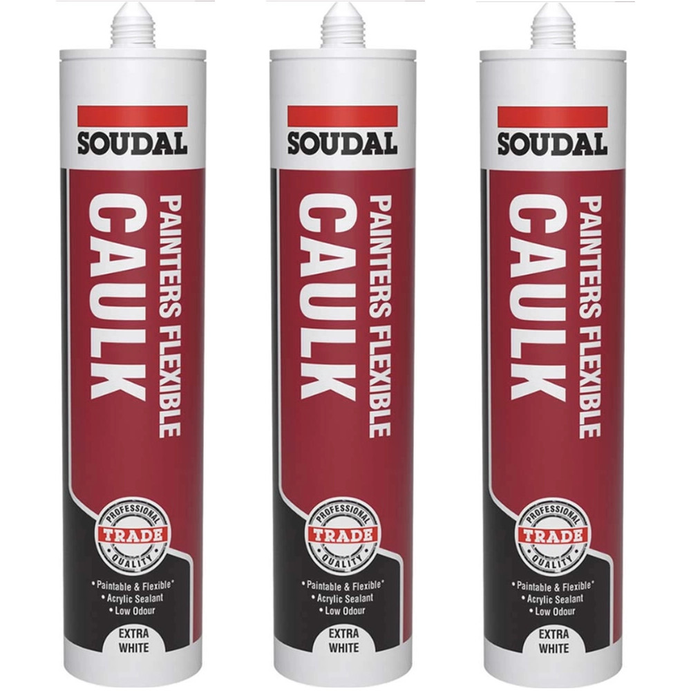 Soudal Trade Painters Flexible Caulk - Extra White (290ml) - Pack of 3