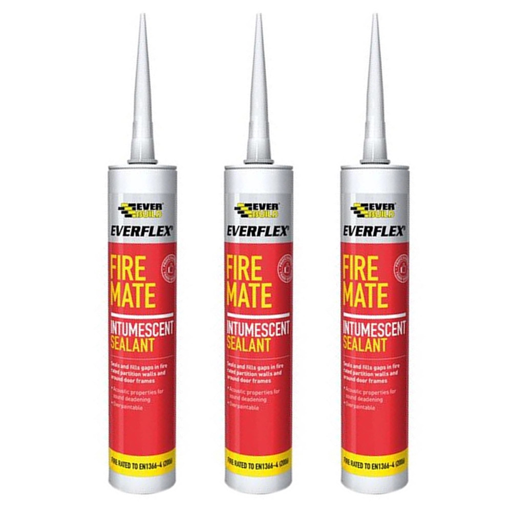 Everbuild Everflex Fire Mate Intumescent Acrylic Sealant, White, 295 ml - Pack of 6