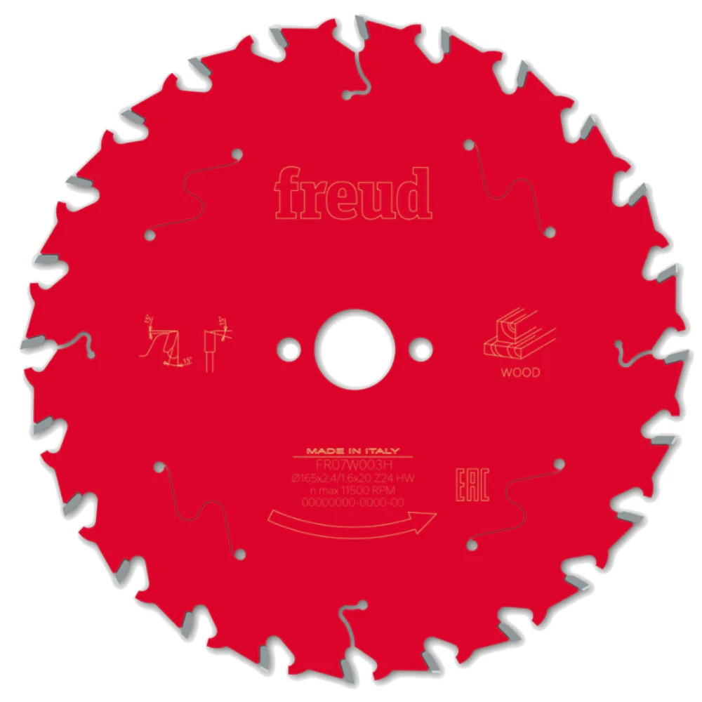Freud 165mm x 20mm 24T 2.4mm Kerf Wood Circular Saw Blade