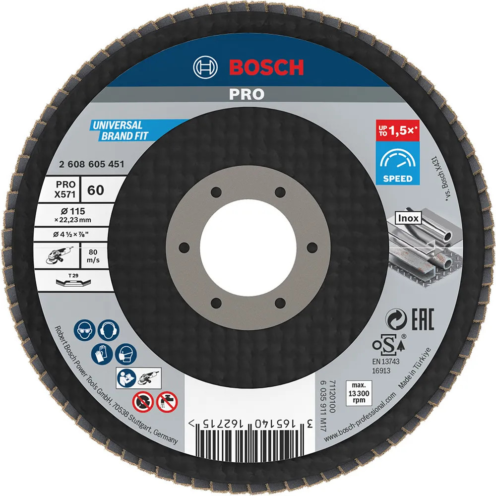 Bosch PRO X571 115mm Angled Flap Disc - G60