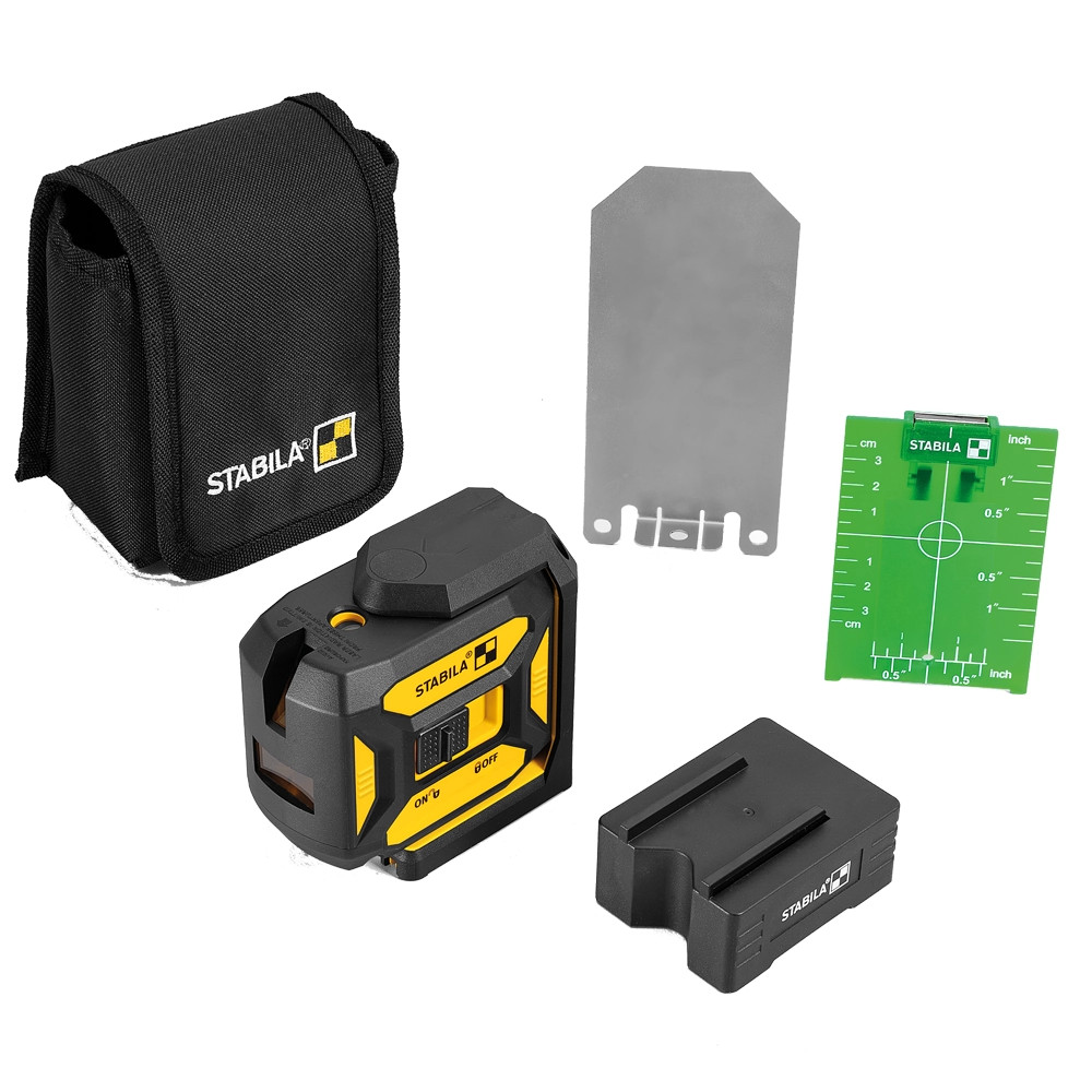 Stabila LAX 320 G Cross Line Plus Plumb Point Laser, Base, Wall Mount & Belt Pouch