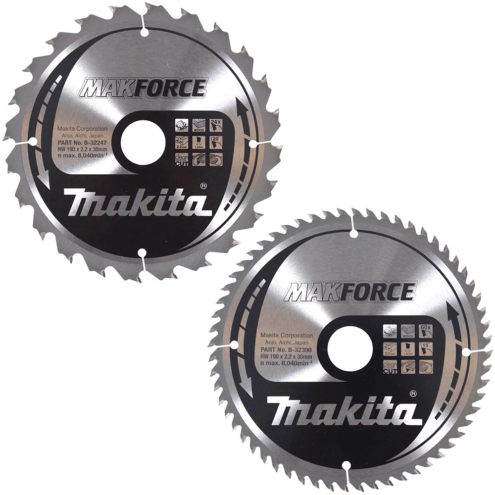 Makita 2 Piece 190mm x 30mm 24T/60T MAKFORCE Circular Saw Blade Set