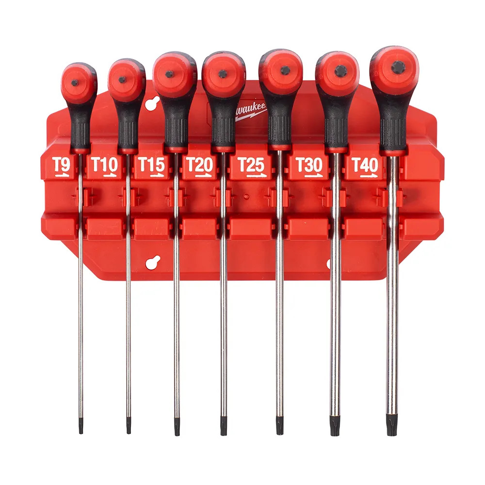 Milwaukee 7 Piece TORX Key Wrench Set with Comfort Grip & Storage Rack