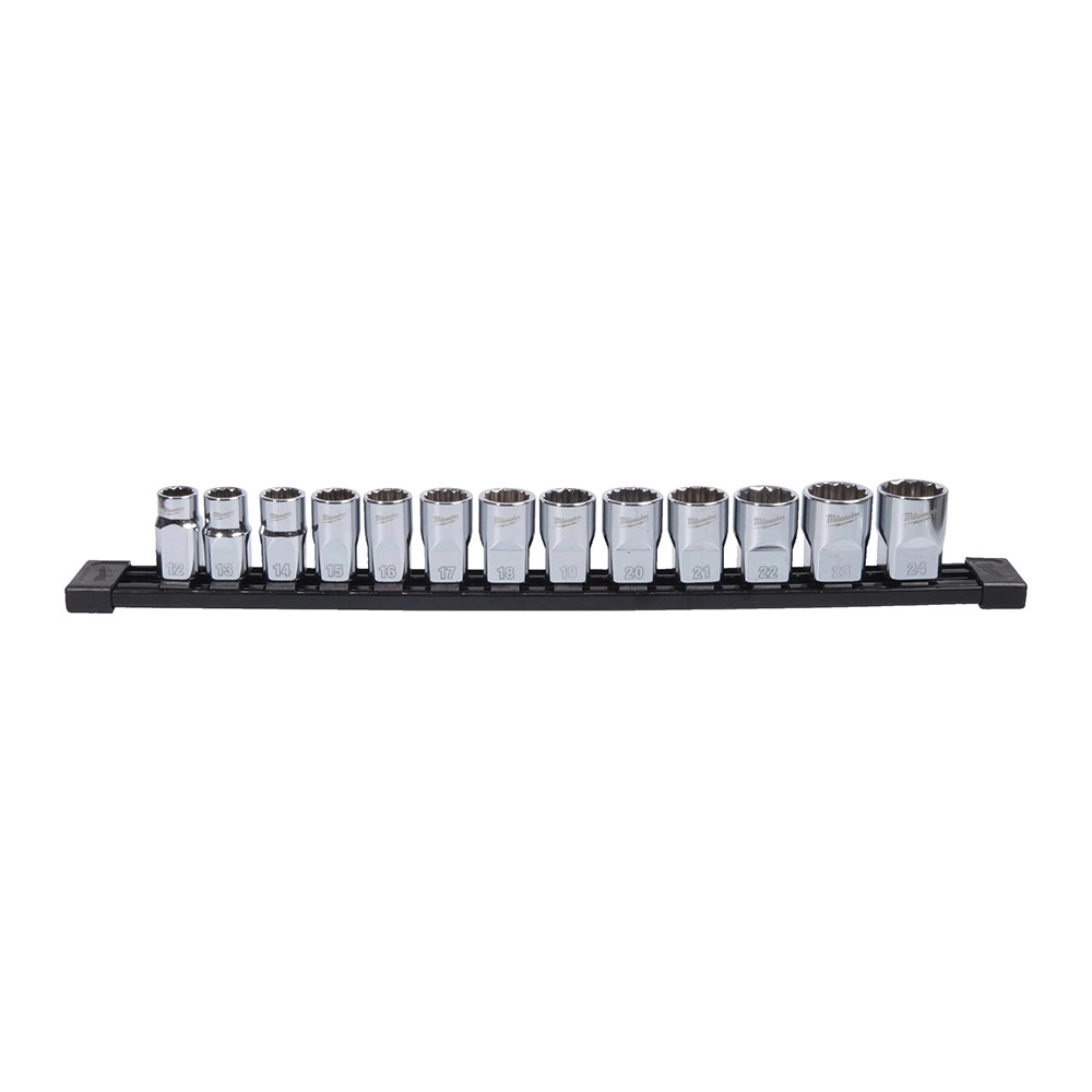 Milwaukee 12 Piece 3/8'' Sq. Metric Standard 12-Point Socket Set