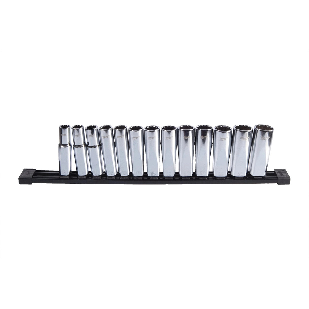 Milwaukee 12 Piece 3/8'' Sq. Metric Deep 12-Point Socket Set