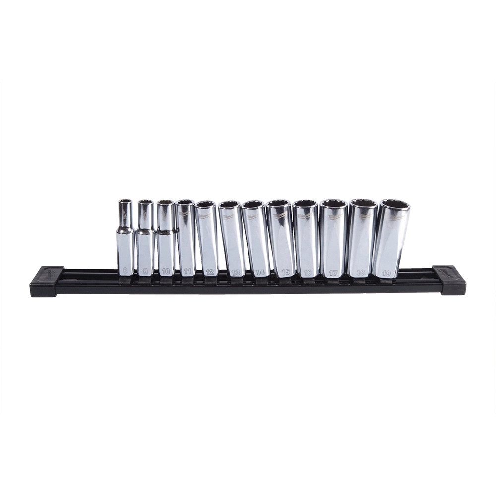 Milwaukee 13 Piece 1/2'' Sq. Metric Deep 12-Point Socket Set