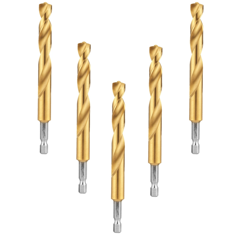 Milwaukee 11mm x 125mm SHOCKWAVE Red Hex HSS TiN Metal Drill Bits - Pack of 5