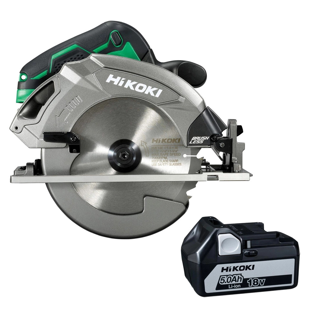 Hikoki C1807DAW2Z 18V Brushless 190mm Circular Saw - Body & 1x 5.0Ah Battery