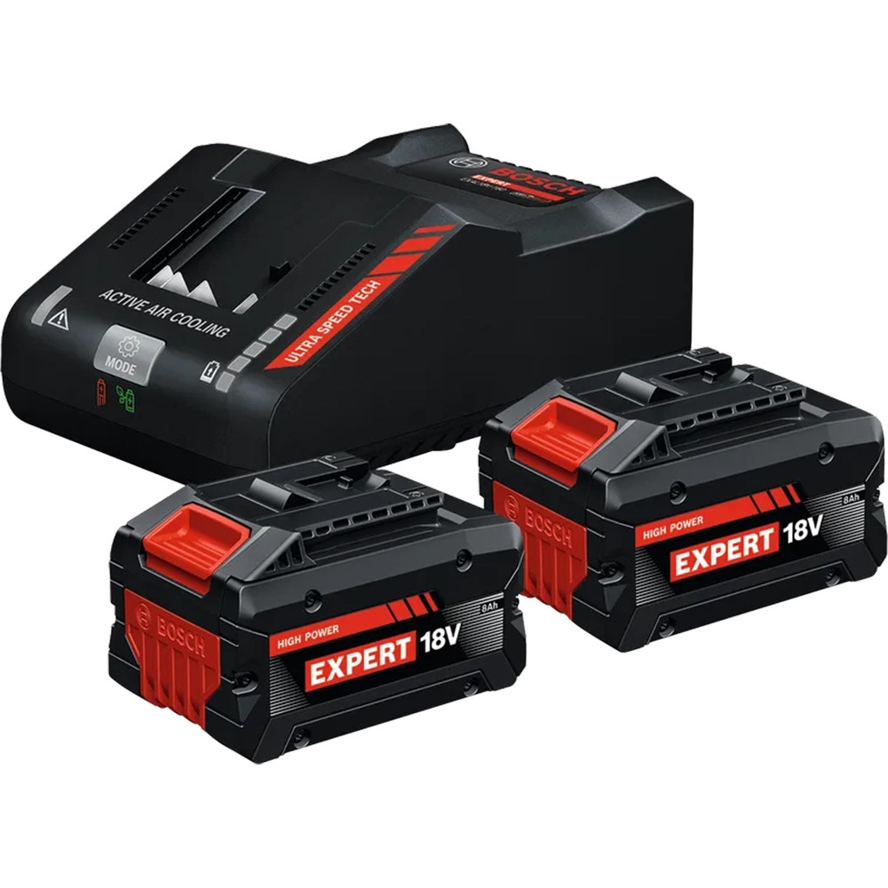 Bosch EXPERT Battery Starter Kit: 2x EXBA18V-80 8.0Ah 18V Tabless Li-Ion Batteries & EXAL18V-160 18V High Speed Battery Charger
