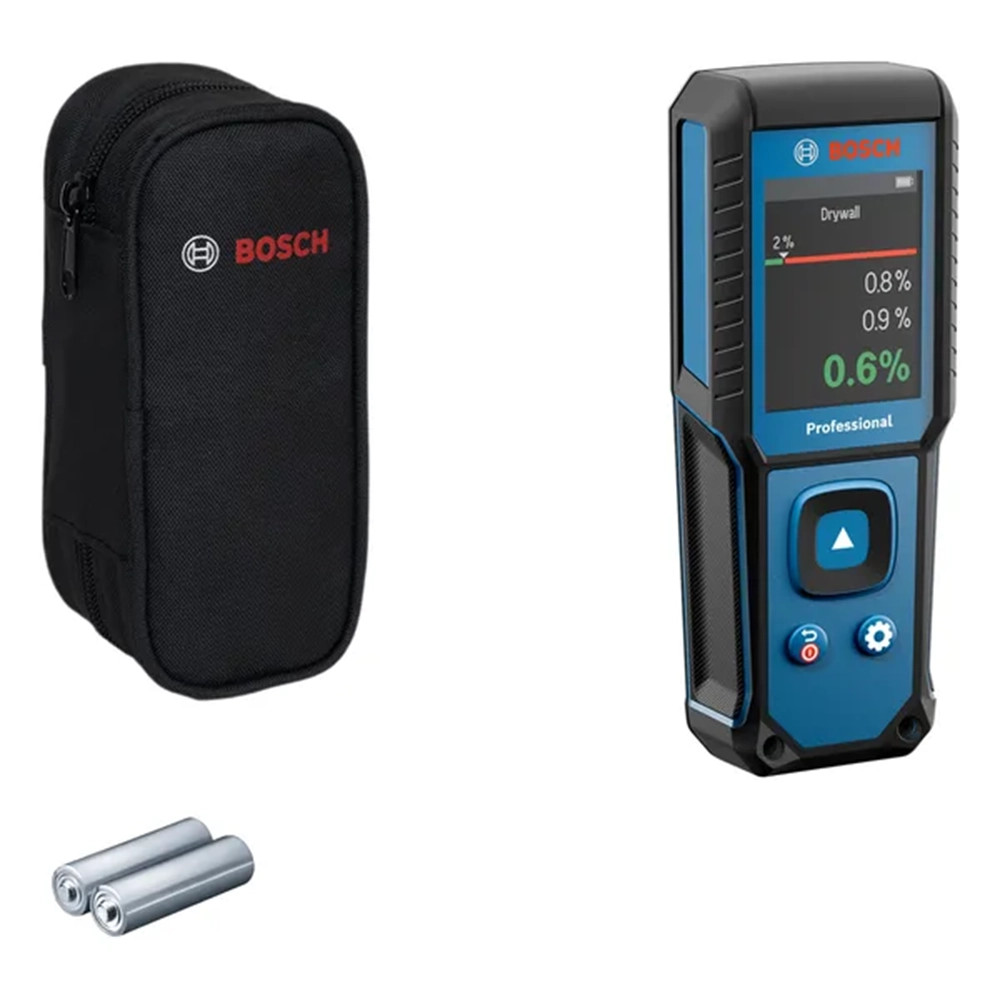 Bosch GMM 1-15 Professional Material Moisture Meter, 2x AA Batteries & Pouch