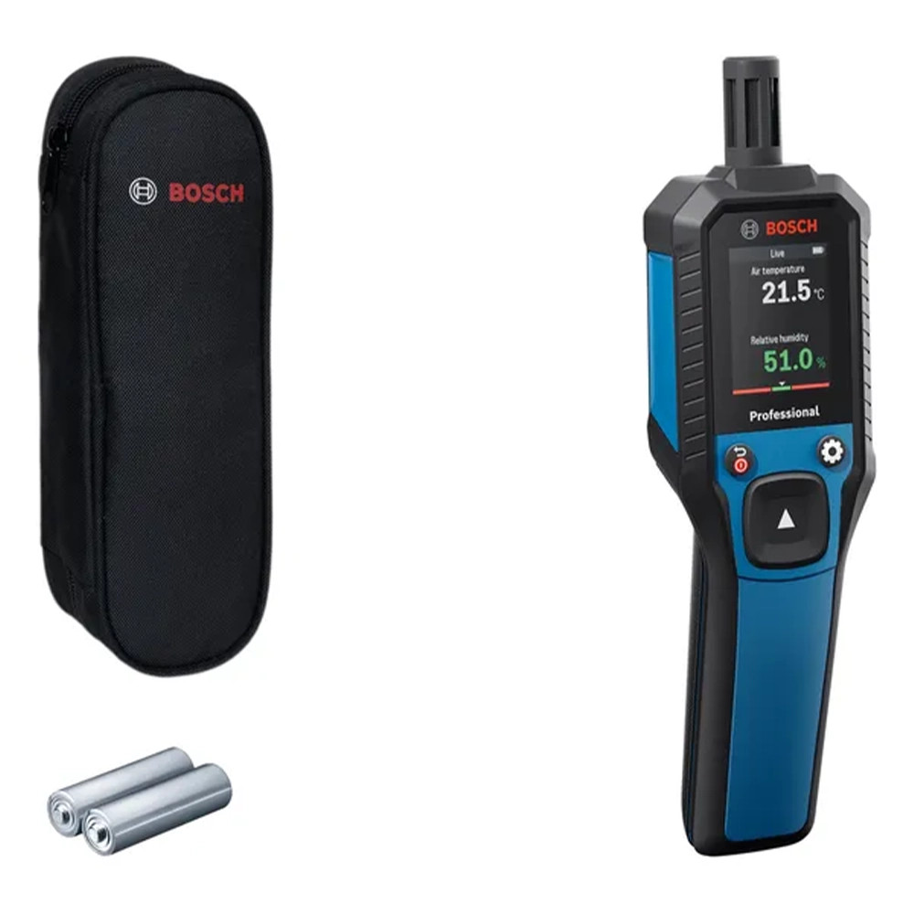 Bosch GDH 1-17 Professional Thermo Hygrometer, 2x AA Batteries & Pouch
