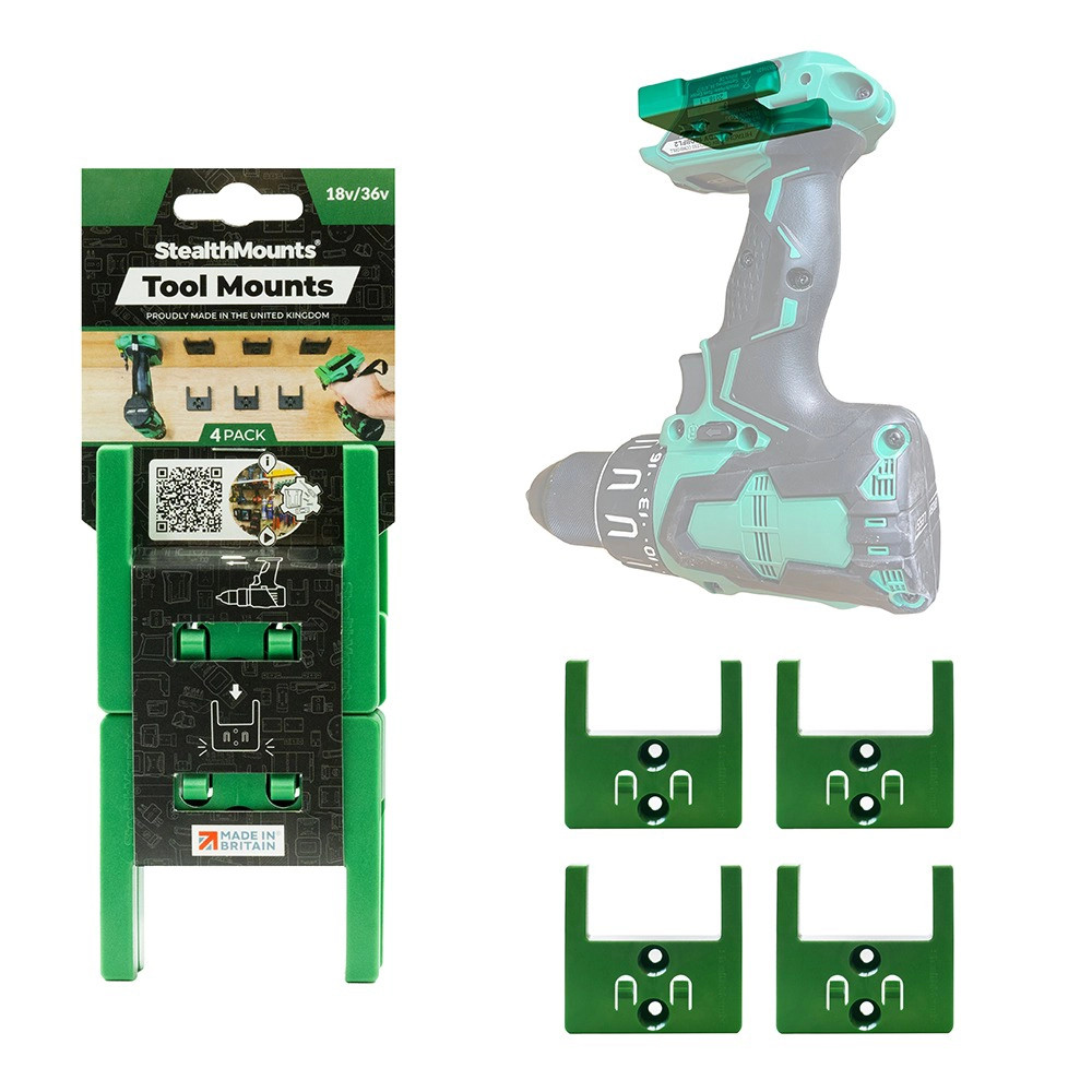 StealthMounts GREEN Tool Mounts for Hikoki/Metabo 18V Tools - Pack of 4