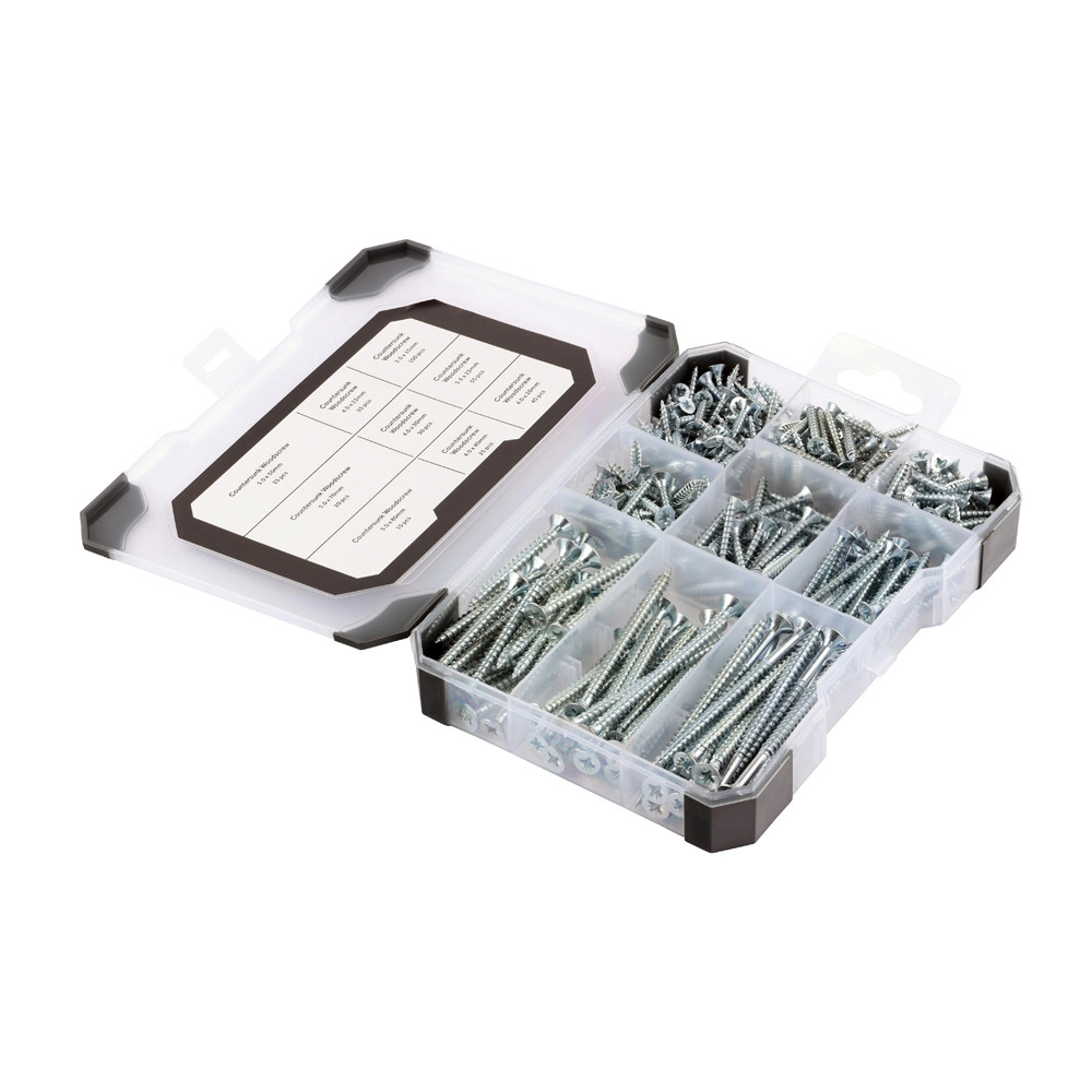 Timco Zinc Woodscrews - Mixed Tray of 340