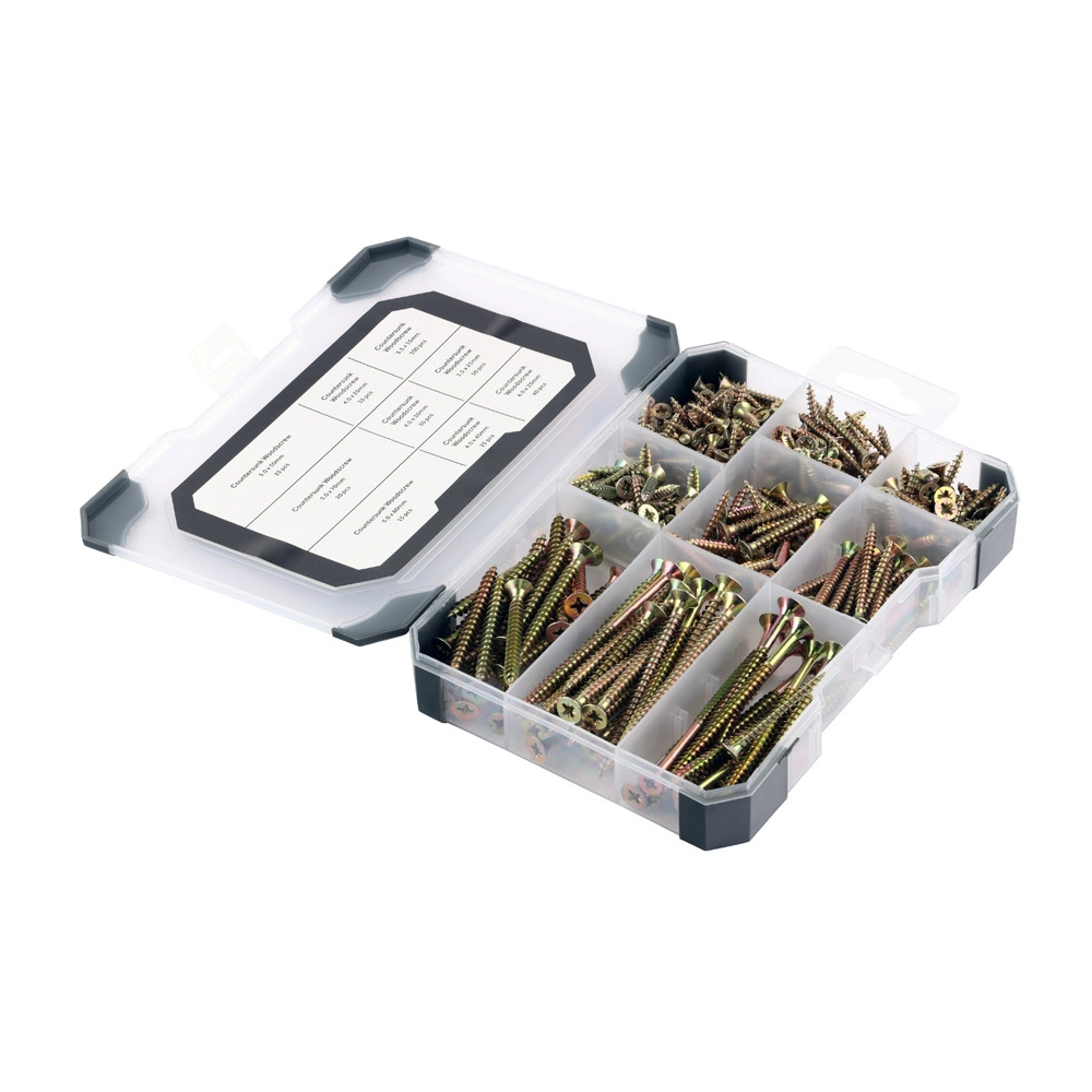 Timco Yellow Woodscrews - Mixed Tray of 340
