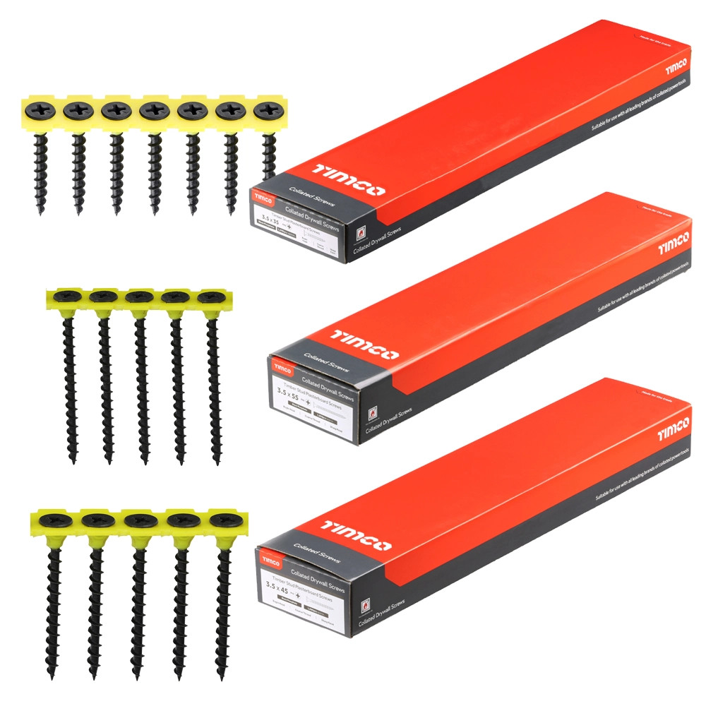 Timco Coarse Thread Collated Drywall Screws - Mixed Box of 3000