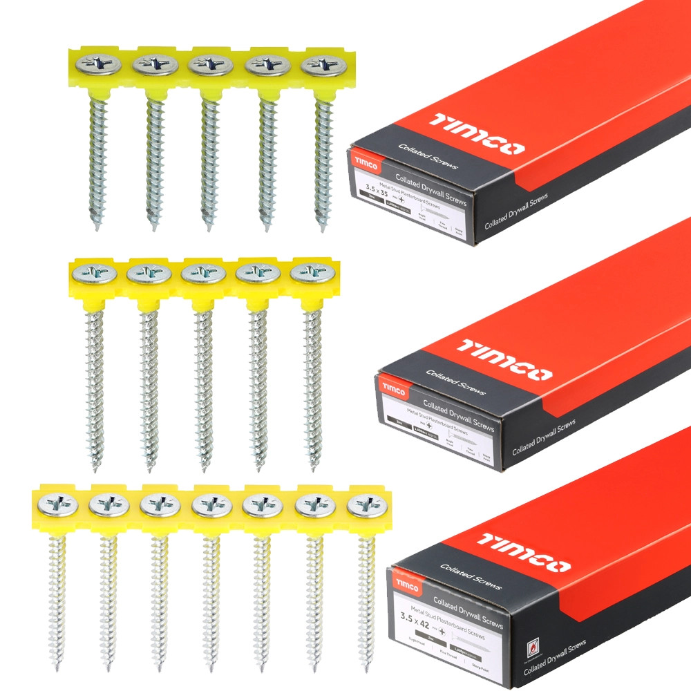 Timco 25mm-42mm Fine Thread Collated Drywall Screws Zinc - Box of 3000