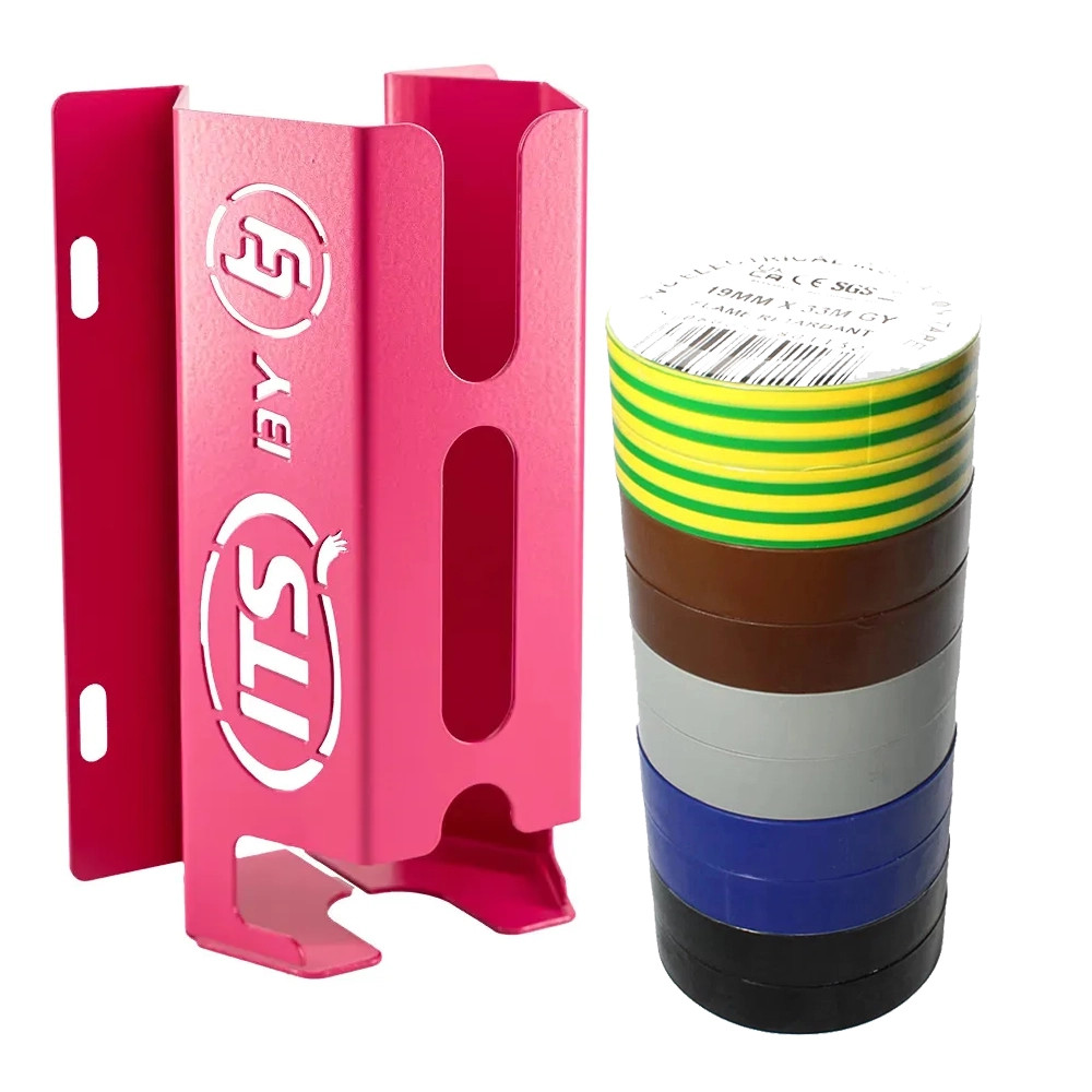 ITS Everyday Electrical Electricians Pink Tape Holder & 10 Piece Electrical Tape Mixed Pack