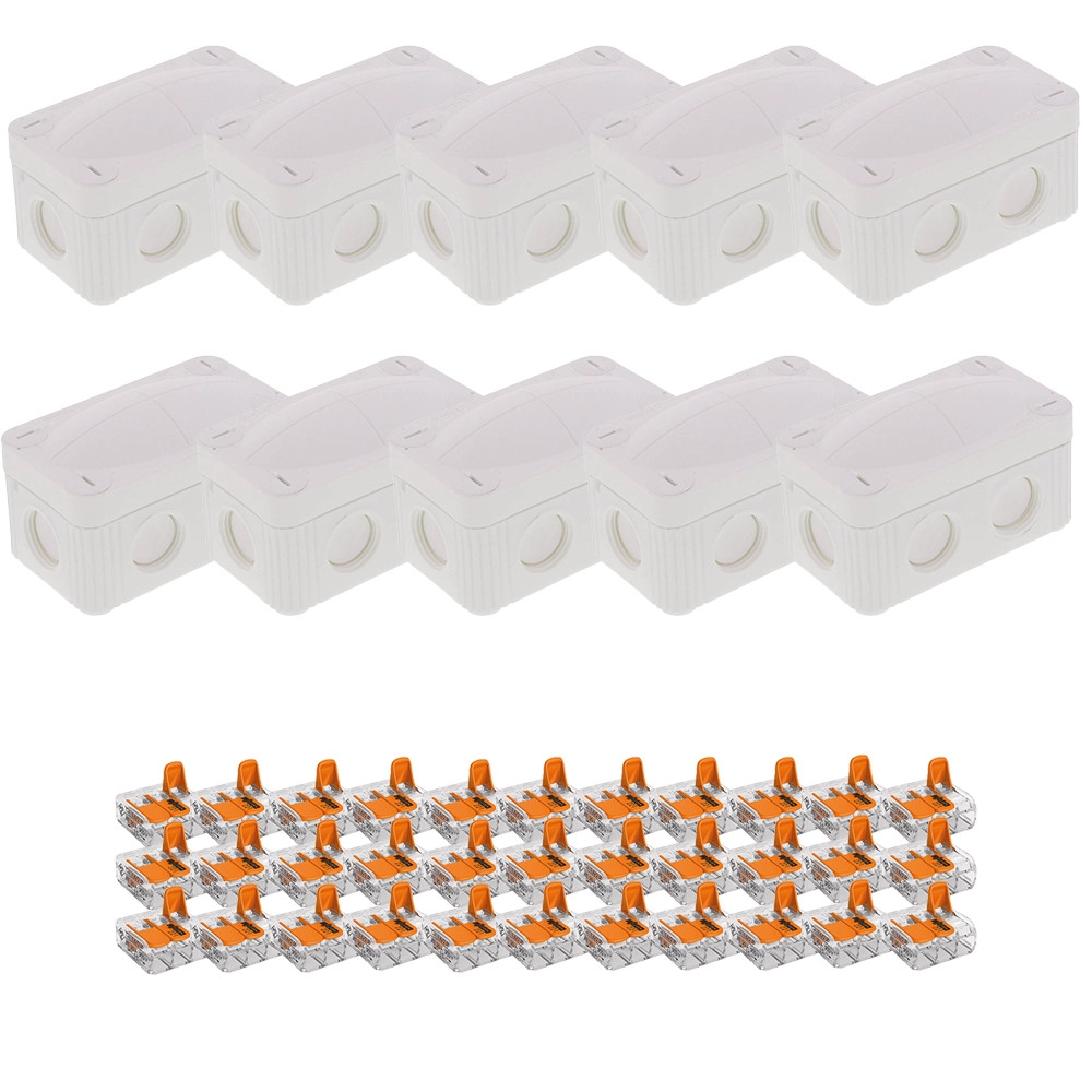 Wiska COMBI 206 WH Junction Box with 3x Wago Splicing Connectors - Pack of 10