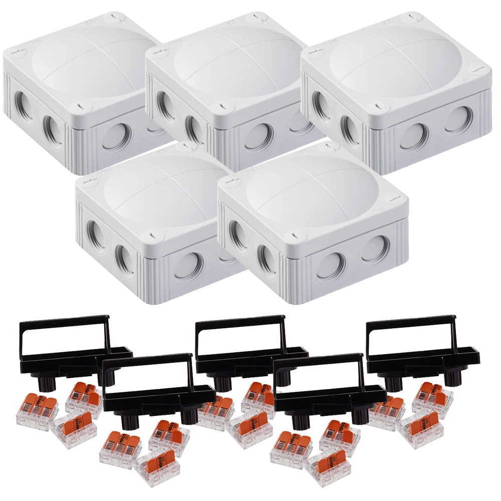 Wiska COMBI 308 LG Junction Box with 3x Wago 221-414 Splicing Connectors - Pack of 5