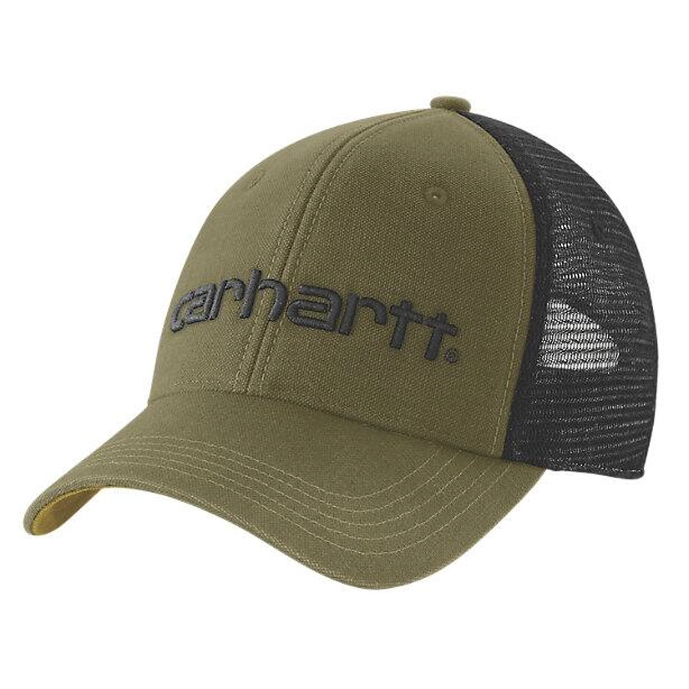 Carhartt Canvas Mesh-Back Logo Graphic Cap - Dark Bronzed Green