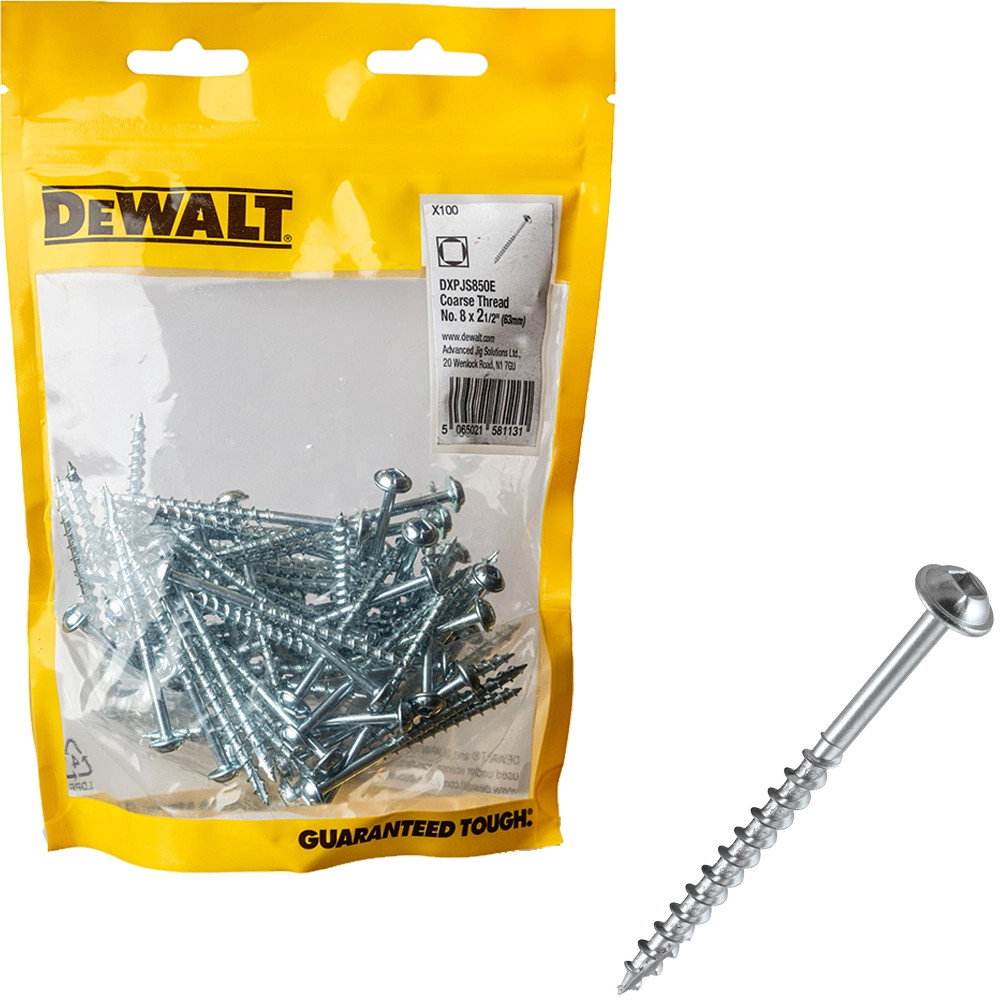 Dewalt No. 8ga x 2 1/2'' (63mm) Square Flange Pocket Hole Screw Coarse Thread - Pack of 100