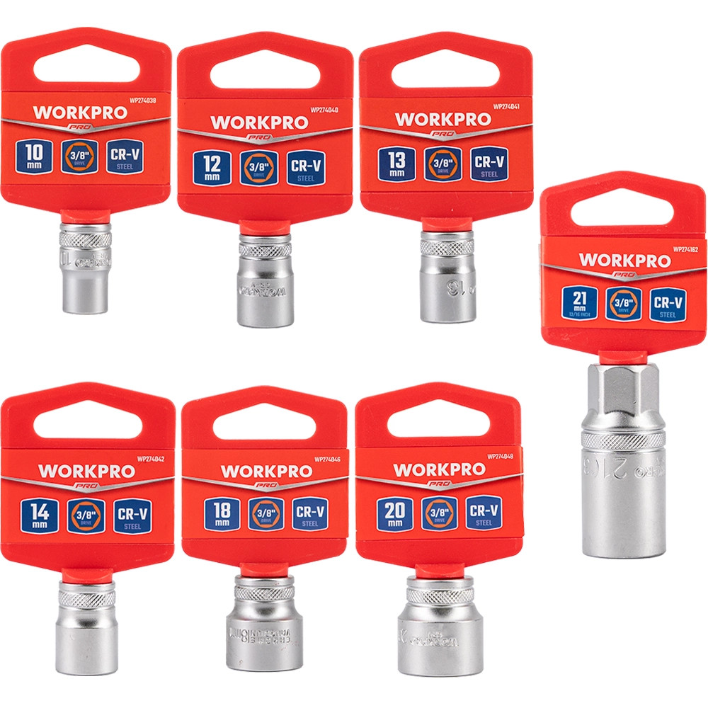 WORKPRO 7 Piece 3/8" Sq. 6-Point Socket Set